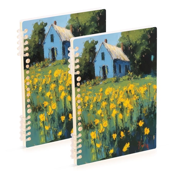 A5 Notebook, Single Back Sheet Printed on One Side, 60 Sheets Yellow Flowers