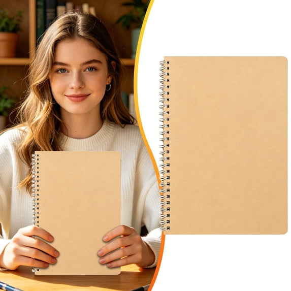 A5 Notebook Thickened Kraft Cover Journal Lined Paper 60 Sheets Student Writing Book Portable School Notebook Daily Note Taking A5 Brown 1 Pack