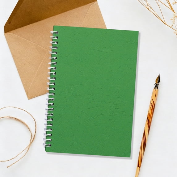 A5 Notebook With Margin White Paper Glossy Card Cover Leather Grain Office Journal