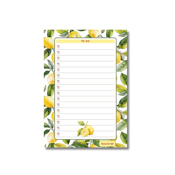 A5 Notes/To Do List Notepad, Beautiful Checklist Pad, Tear-Off Sheets (Lemon, Green) Pack Of 1