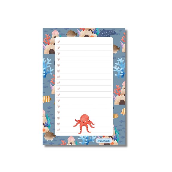 A5 Notes/To Do List Notepad, Beautiful Checklist Pad, Tear-Off Sheets (Octopus, Brown) Pack Of 1