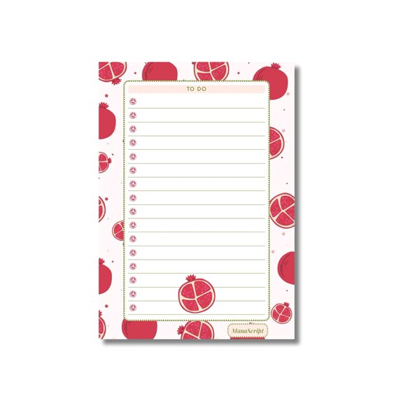 A5 Notes/To Do List Notepad, Beautiful Checklist Pad, Tear-Off Sheets (Pomegranate) Pack Of 1