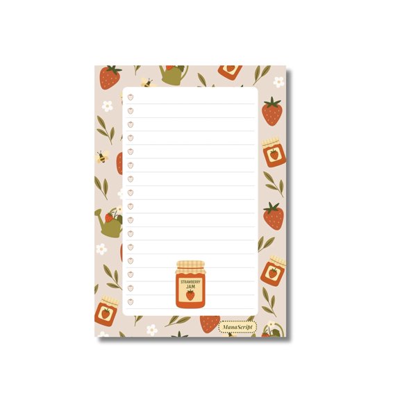 A5 Notes/To Do List Notepad, Beautiful Checklist Pad, Tear-Off Sheets (Strawberry Jam) Pack Of 1
