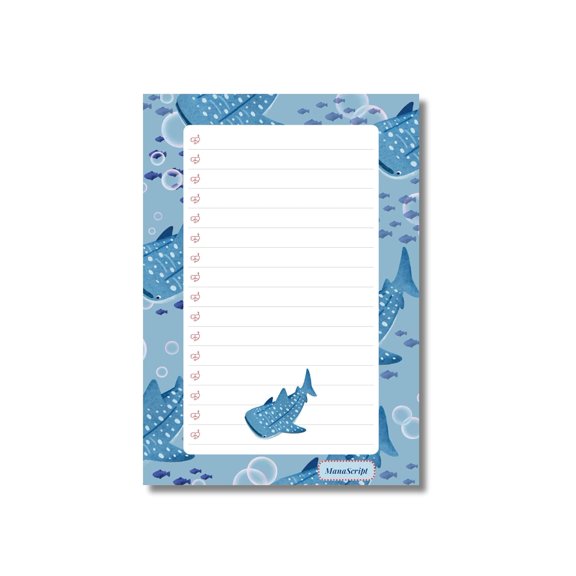 A5 Notes/To Do List Notepad, Beautiful Checklist Pad, Tear-Off Sheets (Whale, Blue) Pack Of 1