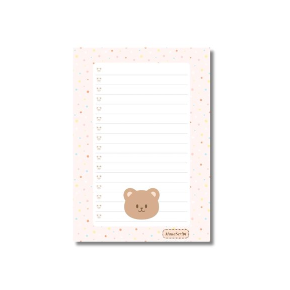 A5 Notes/To Do List Notepad, Beautiful Daily Checklist Pad, 50 Tear-Off Sheets (Bear) Pack Of 1