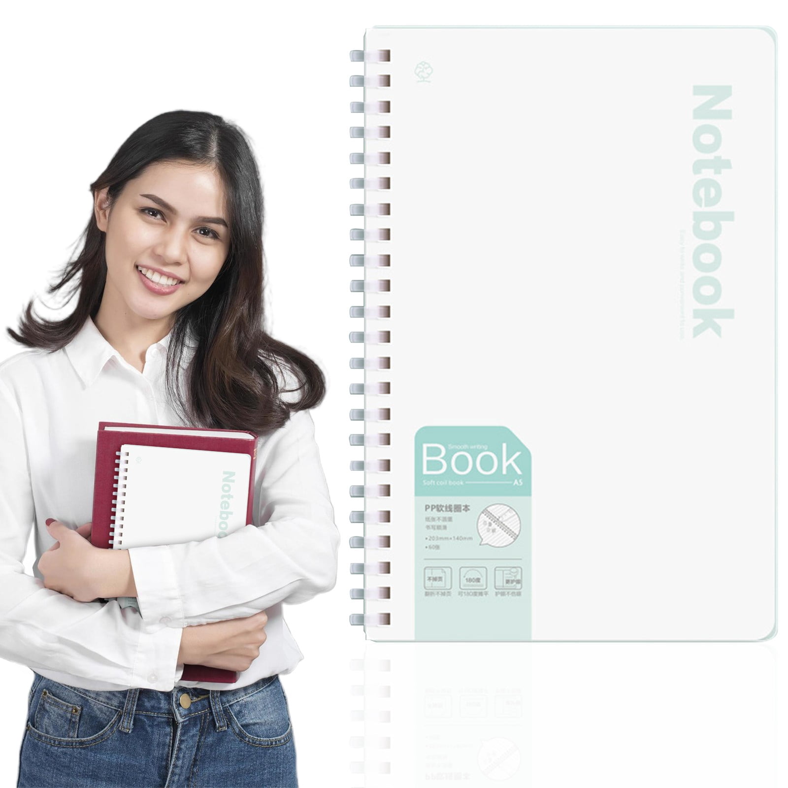 A5 PP Soft Silicone Coil NoteBok, 60 Sheets Smooth Writing Journal with ...