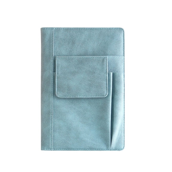 A5 PU Leather Notebook with Side Pocket Thick Smooth Pages and Compact Size for Writing Journaling or Sketching Light Blue