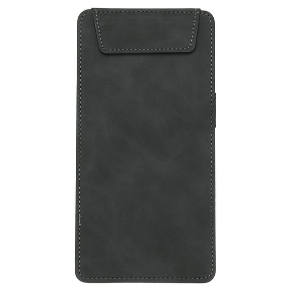 A5 PU Leather Clipboard, 4"x8" Business Magnetic Padfolio with Pen Holder Organizer Office Folder Writing Board, Black