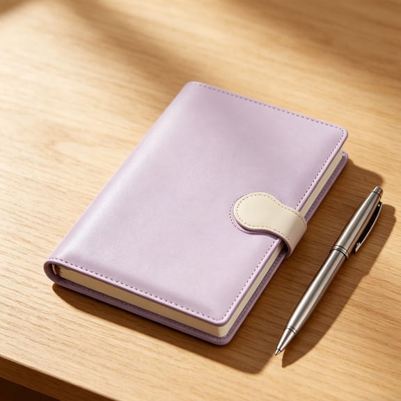 A5 PU Leather Exquisite leather thickened buckle notebook purple,5.7" X 8.3",100 GSM Thick Paper College Ruled Notebooks for Work Travel Writing Diary