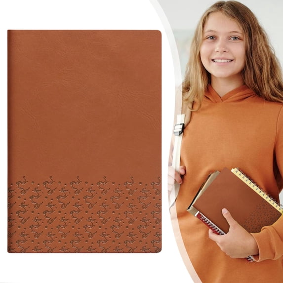 A5 PU Leather Journal Dragon Pattern 80 Sheets Lined Notebook Walnut Brown Morandi Tone Hardcover Writing Diary 1 Notebook
