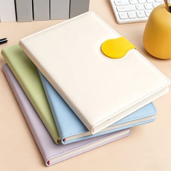 A5 PU Leather Journal Notebook with Magnetic Buckle, Soft Cover Lined Diary Book with Ribbon Bookmark for Office Notes & Gifting, AKLJWH