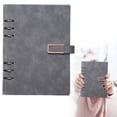 thumbnail image 1 of A5 PU Leather Loose-Leaf Notebook, 6 Ring Refillable Binder Journal with U-Shaped Buckle Closure, Detachable Planner Notebook, Classic Writing Notebook for Office, Business, Daily Use, Grey, 1 of 7
