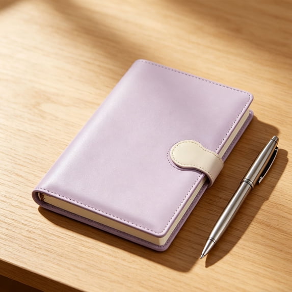 A5 PU Leather Notebook Journal, 200 Pages Lined Diary with Buckle, 80GSM Thick Paper Hardcover Notebook for Work School (Purple,1Pc)