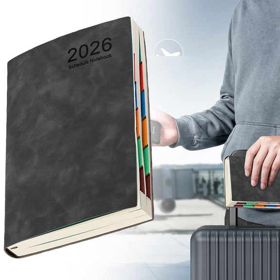 A5 PU Leather Weekly Planner,Monthly Schedule Habit Tracking Record Book,8.27×5.71",1PC,Black