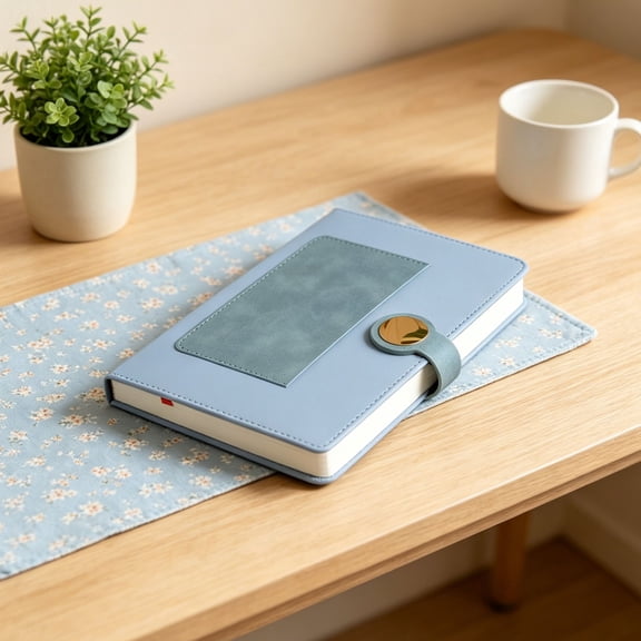A5 Personalized Hardcover Leather Journal for Men Women, Blue A5 Notebook with Metal Buckle Closure, 256 Pages Thick Lined Paper, for Work and Study