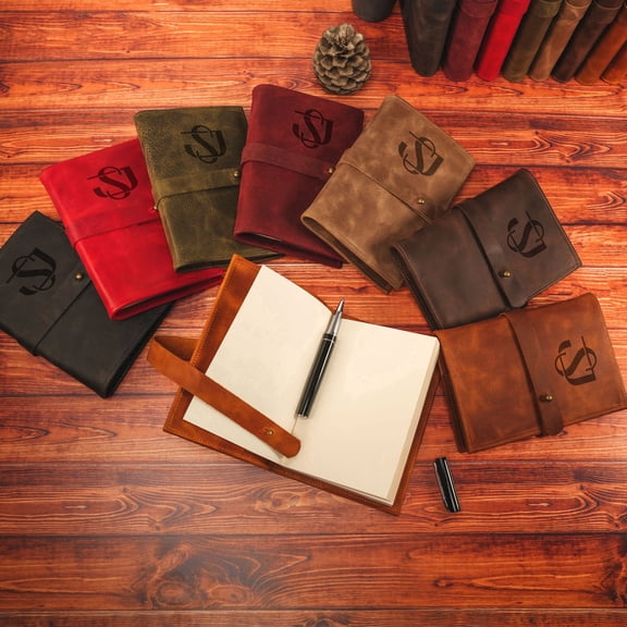 A5 Personalized Leather Journal with Notebook Custom Engraved, Full Grain & Refillable