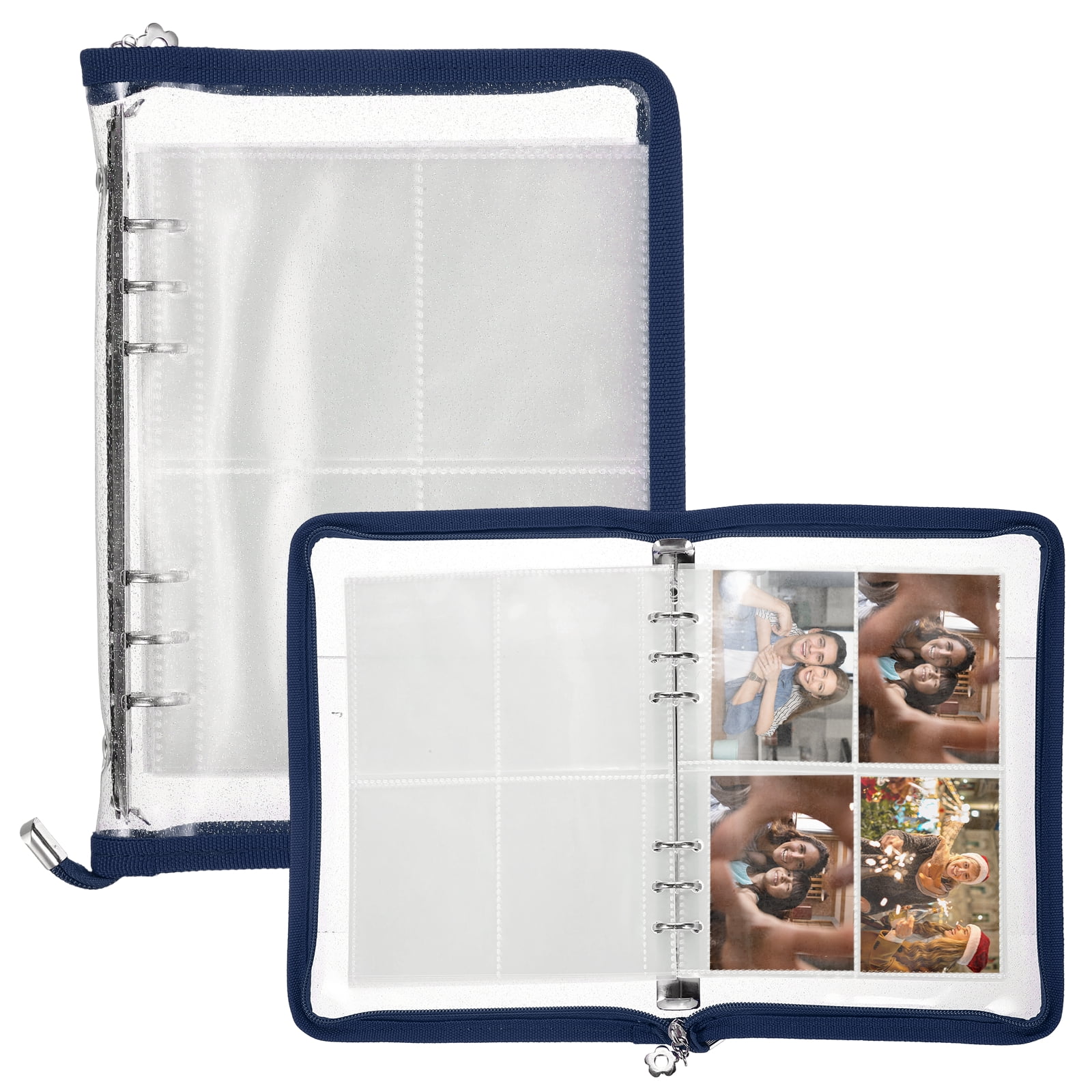 A5 Photocard Binder, 4 Photo Style Clear KPop Photocard Holder Binder Book,  Korean Kpop Photo Card Album with 25 Pcs Inner (200 Card Slots), Dark Blue