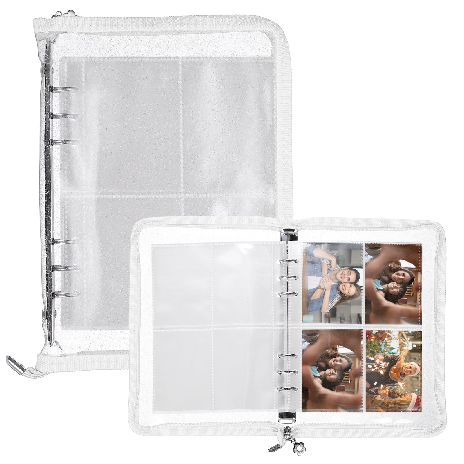 A5 Photocard Binder, 4 Photo Style Clear KPop Photocard Holder Binder Book,  Korean Kpop Photo Card Album with 25 Pcs Inner (200 Card Slots), White