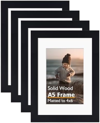 A5 Picture Frame, Black Solid Wood Frames with Acrylic Plexiglass for ...