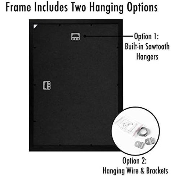 A5 Picture Frame with Shatter-Resistant Glass - 5.8x8.3 Frame with Engineered Wood - Signature Collection - A5 Frames for Tabletop and Wall Display - Black
