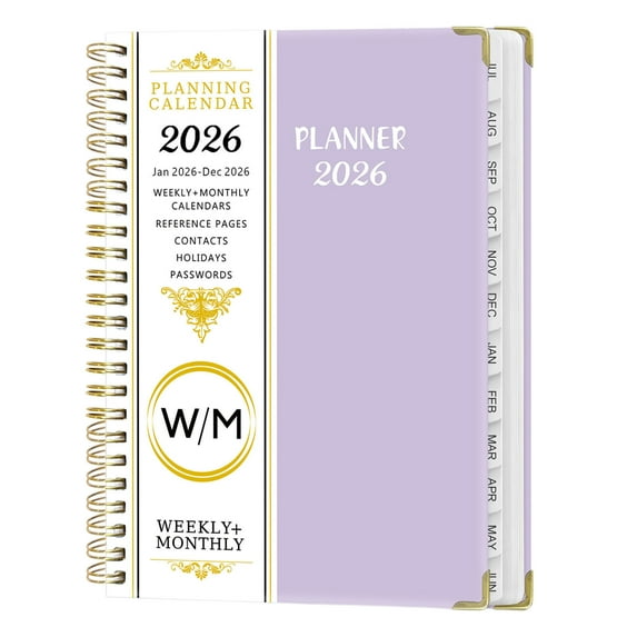 A5 Plan Notebook 2026, English Schedule Organizer, Coil Bound Planner with Dividers, for Office School Home Goal Setting and Monthly Layout