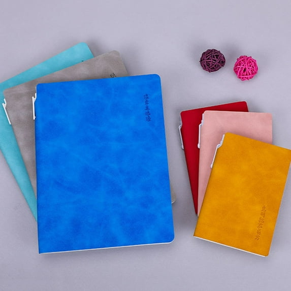 A5 Premium Leather Notebook with Pen Slot, 8.15×6.3in 160-Page Lined Journal | for Back to School, Office, Travel | 6 Color Options (Blue, Pink, Yellow, Red, Gray, Cyan)