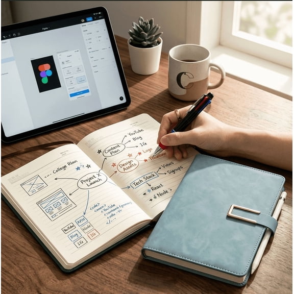 A5 Premium PU Leather Notebook with U-Clasp & Pen Loop, 200 Pages 80GSM 8.5mm Ruled Classic Journal for School, Office & Business Notes, [Color]