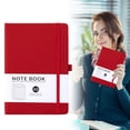 thumbnail image 1 of A5 Pu Leather Hardcover Notebook, 200 Pages Chinese Red Lined Journal with Elastic Strap, Giftable Writing Book for Business and Personal Use, 1 of 10