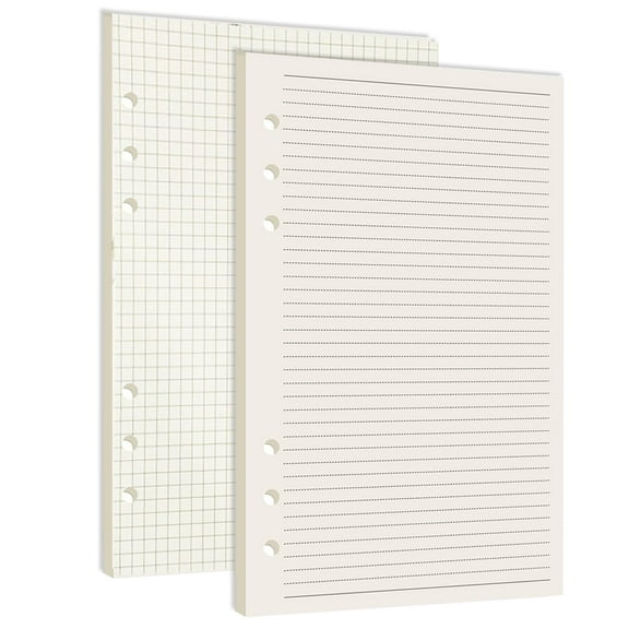 A5 Refill Paper, Thick Material Loose Leaf Paper, 6 Hole Filler Inserts for Refillable Binders, Eye Care Soft Color Paper, Smooth Writing Surface for A5 Size (2 Packs)