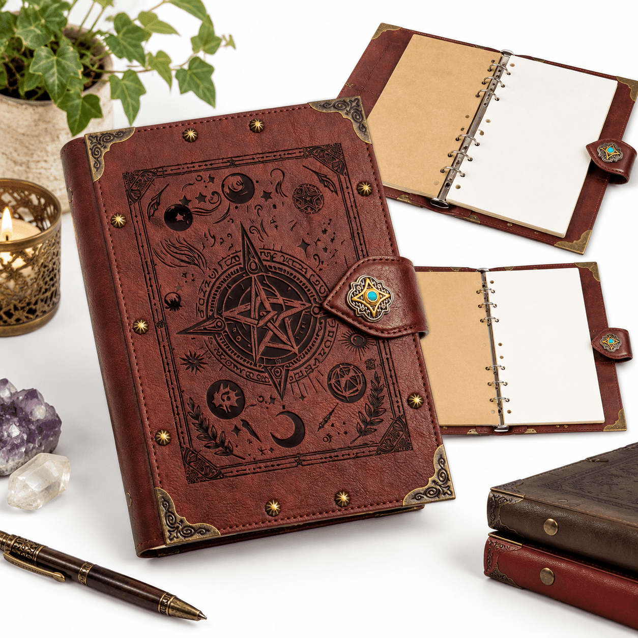 A5 Refillable Binder Notebook, 8-Red-Fantasy, 400 Pages, Travel Journal ...