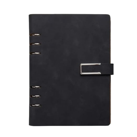 A5 Refillable Binder Notebook | Large Capacity 200 Pages | Detachable Loose-Leaf Design, Faux Leather Matte Cover, 360° Flat Lay, 9x6" for Work, Journal, Planning