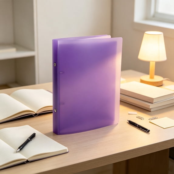 A5 Refillable File Folder, PP Plastic Transparent Document Binder for Notes, Planner, Journal, Office Paper Organizer, Portable Filing Folder, Purple, 1 Count