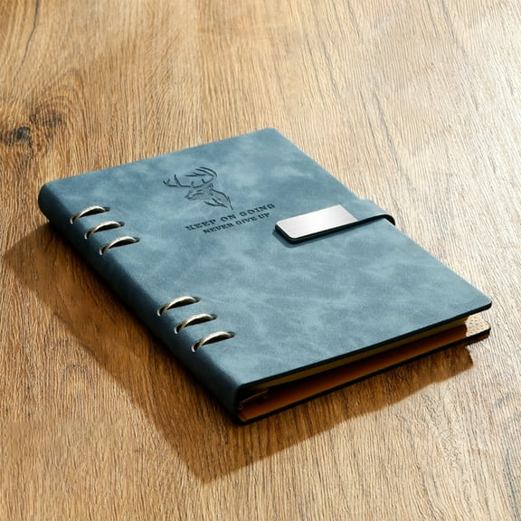 A5 Refillable Notebook, 200 Page Loose-Leaf Binder with 360° Rings - Detachable Pages, Faux Leather Cover, Large Capacity for Office Blue