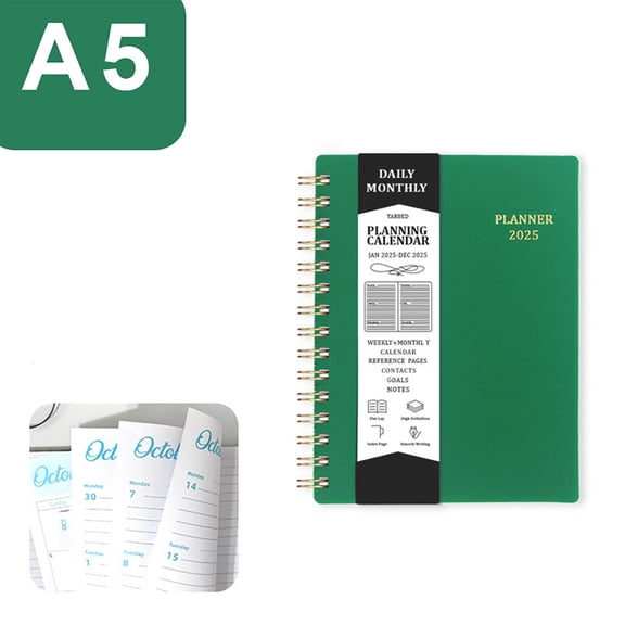 LanSuare A5 Ring Binder Notebook, Hard Coil Planner with Loose Leaf Paper, Refillable Agenda Organizer for Office/Work, Practical Business Journal