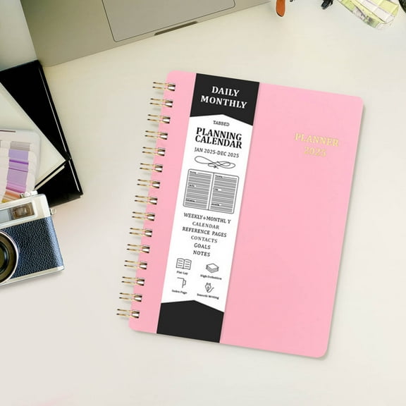 A5 Ring Binder Notebook, Loose Leaf Agenda Planner, Hard Cover Spiral Notepad, Office School Journal, Refillable, Portable, Organizer for Work Study