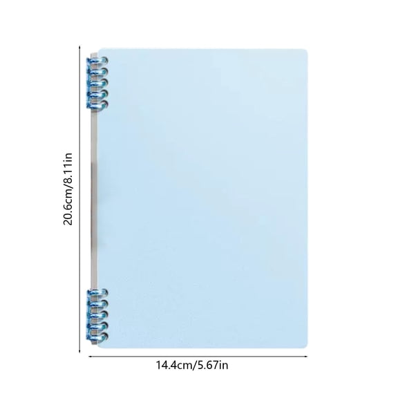 A5 Ring-Bound Notebook Removable Blank Page Design Portable Stationery Notebook, Light Blue