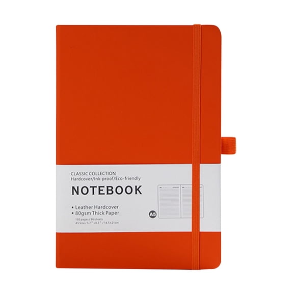 A5 Ruled Leather Hardcover Journal, 200 Pages Thick Paper Writing Notebook, Smooth Writing Sketching Journal, Multipurpose Business Planner Notebook, Durable Journal for Office Planning,Orange