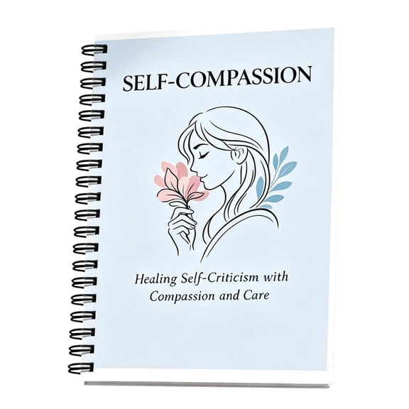 A5 Self Compassion Journal, Light Blue Lined Notebook with 50 Pages, Soft Cover Bound Journal for Therapeutic Writing, Emotional Care, Mindfulness, Gratitude, Daily Reflection