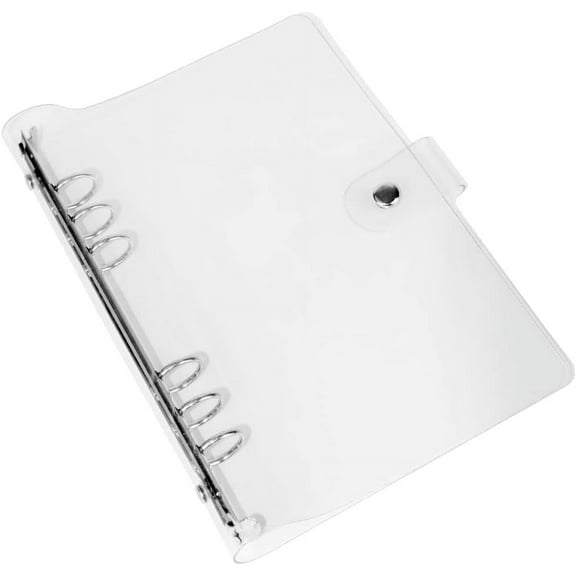 A5 Size,6 Ring Transparent Binder Cover Transparent Soft PVC Notebook Case Round Ring Binder Protective Sleeve Snap Closure Flip Folder (Transparent,A5)