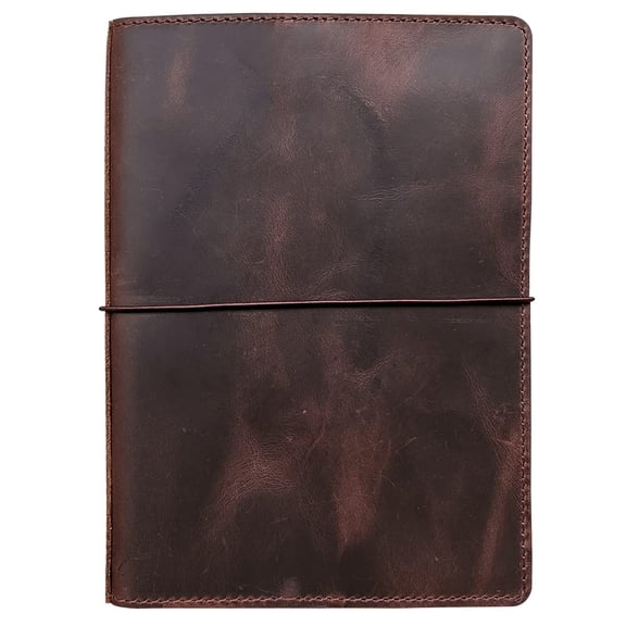 A5 Size Genuine Leather Travel Notebook Cover Dark Brown
