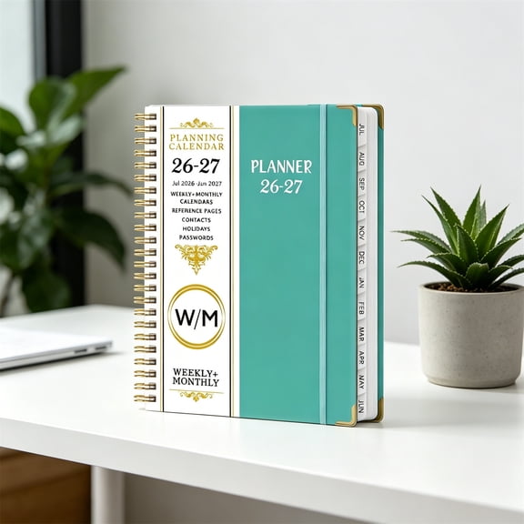 A5 Size Planning Notebook with Tabbed Dividers and Monthly Calendar Layout - Spiral Bound Schedule Book for Goal Setting and Time Management - Productivity Journal with Separating Pages