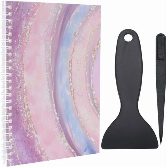 A5 Size Reusable Sticker Book Collecting Tie-dye with Tweezer and Scraper Blank Stickers Album Keeper Holder Organizer 32 Sheets Release Paper Albums Cover Waterproof