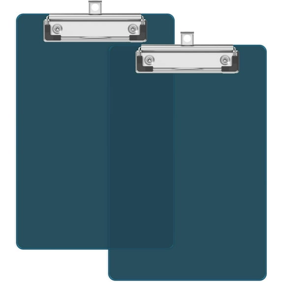 A5 Small Clipboard 2 Pack, 6 x 9 Plastic Mini Clear Colored Clip Boards with Low Profile Clip, Half-Letter Size for Classroom, Teacher, Students, School & Office Supplies