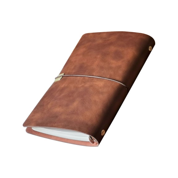 A5 Soft Leather Refillable Notebook, 180° Flat-Lay Travel Journal Elastic Strap Closure Notepad Diary For Learning, Daily & Office Supplies