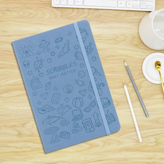 A5 Softcover Notebook, Cartoon Stamped Journal with Elastic Closure, Business Notepad for School and Office