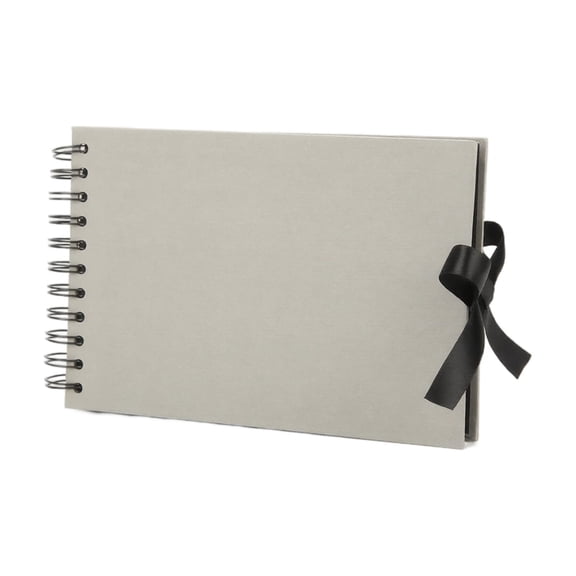 A5 Spiral Bound DIY Scrapbook Album with Black Cardstock Pages, Twin Wire Memory Photo Book with Ribbon Bow Closure Single Pack, Assorted Cover Colors Available