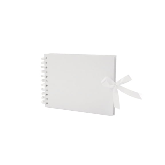 A5 Spiral Bound DIY Scrapbook Album with Ribbon Closure and 30 Sheets Blank Cardstock Pages for Craft Projects Journaling Memory Book