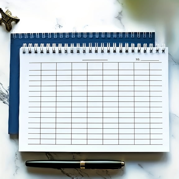 A5 Spiral Bound Grid Notebook - 100 Pages, Blue Texture Cover, Horizontal/Vertical Layout for Time Tracking, Accounting, Inventory Management & Activity Planning, Notebooks for Schoo