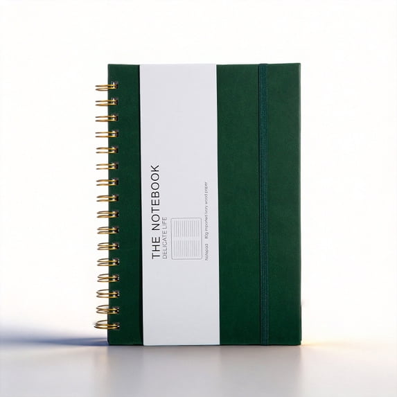 A5 Spiral Bound Log Notebook with Border, Thick Leather Hardcover Lined ...