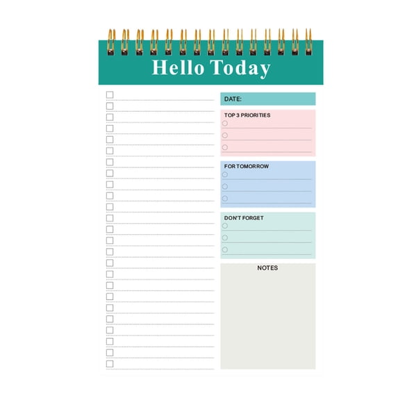 A5 Spiral Daily Planner Notebook, 5.8 x 8.3 Inch Undated Productivity Journal for Work, Study, and Daily Schedule Organization A#081 D